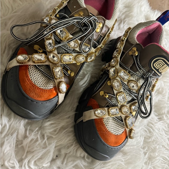 Gucci Flashtrek Grey Orange Sneaker - Picture 1 of 6